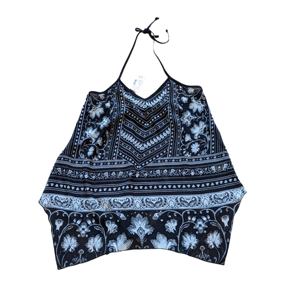 NWT Maurices Sheer Chiffon Halter Top Paisley and Floral Handkerchief He…